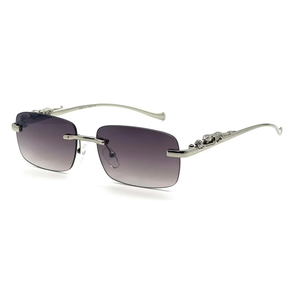 Sunglasses Women Silver Frame Black‎ Lens Outdoor UV400 Protection Square Lentes